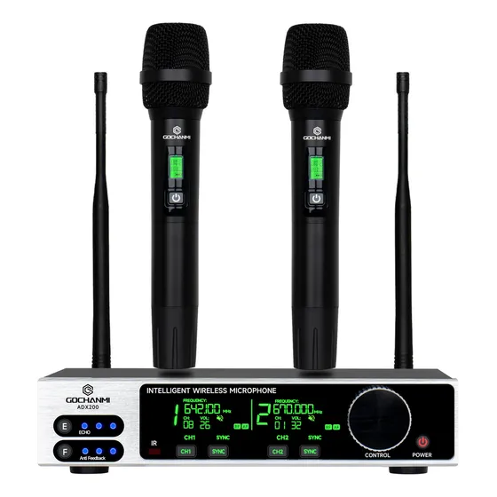 Microfono Gc Adx200 Inalambrico Uhf Mano Dinamico 2 Canales Color Negro