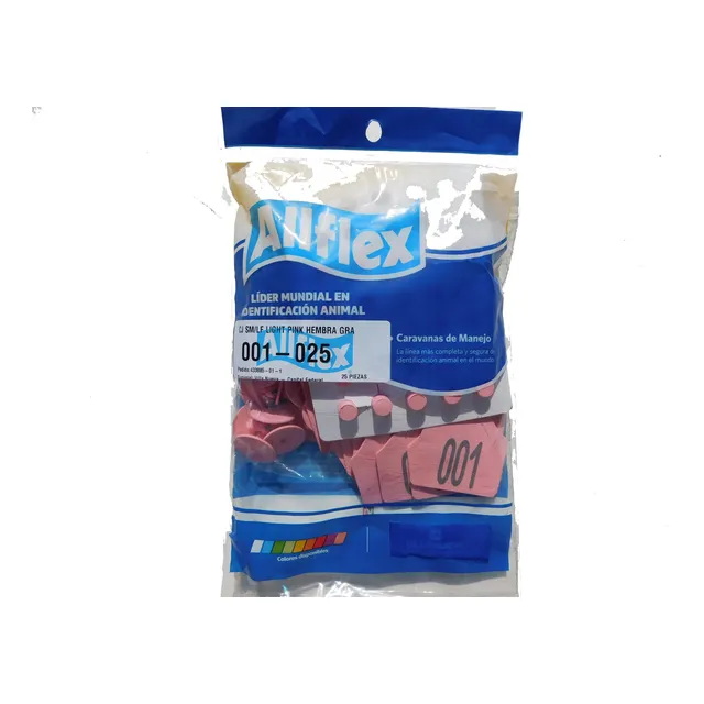 Caravanas Allflex  Numeradas Tamaño Grande Para Bovinos - Bolsa Con 25 Unidades 