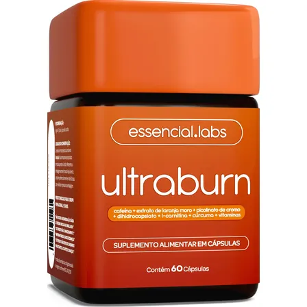 Ultraburn - Termogênico Com Fórmula Exclusiva Contendo L-carnitina + Cafeína + Laranja Moro + Cúrcuma + Dihidrocapsiato (dhc) + Picolinato De Cromo + Vitamina - 60 Cápsulas Sem Sabor
