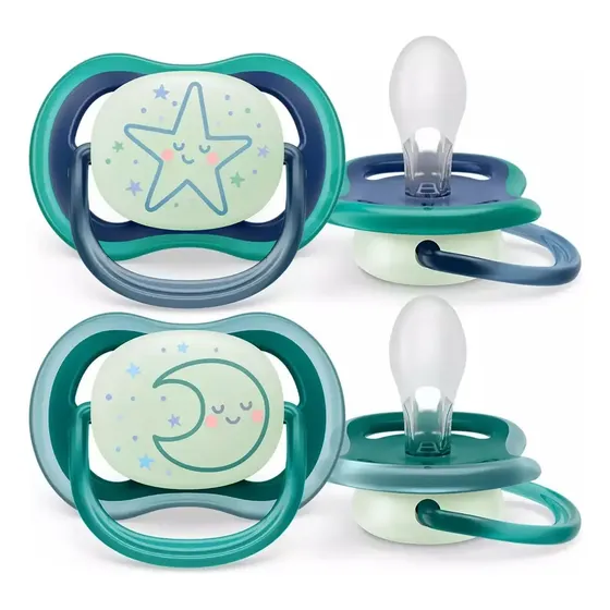 Philips Avent Chupon Noc Brilla En La Oscuridad 6-18m 2pz Color Azul Período De Edad 6-18 Meses
