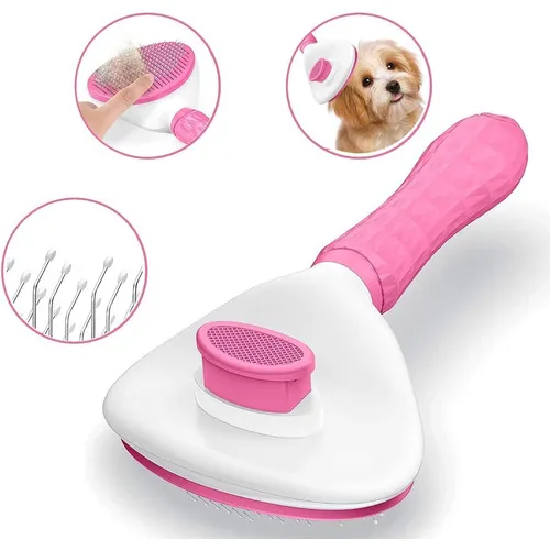 Cepillo Deslanador Autolimpieza Mascota Pequeña O Grande Color Rosa