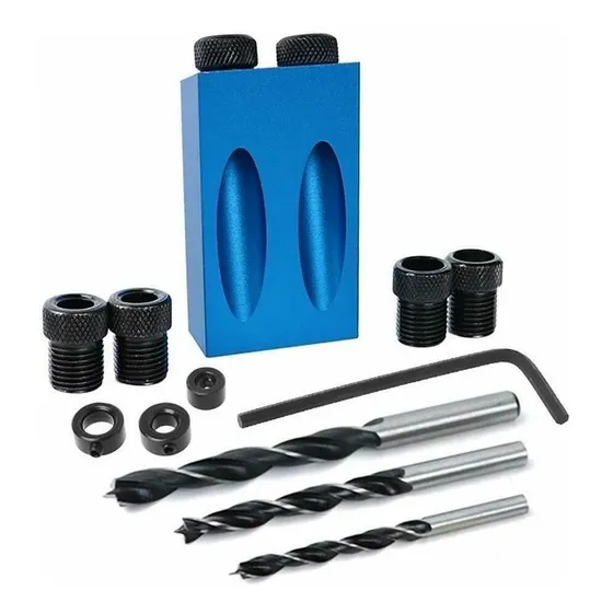 Kit Completo Gabarito Furo Chanfrado Angular Brocas Madeira