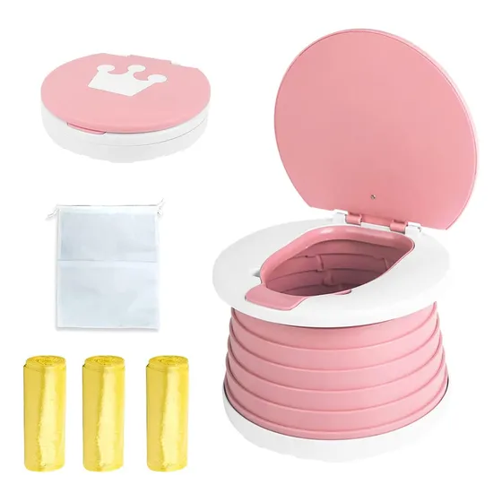 Inodoro Portátil Rosa Para Niño, Plegable Y Liviano