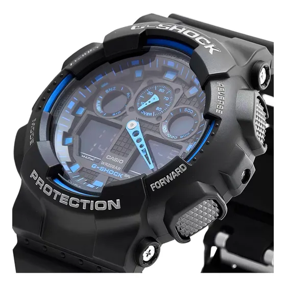 Relógio Casio Masculino G-shock Preto Com Azul Original Nfe