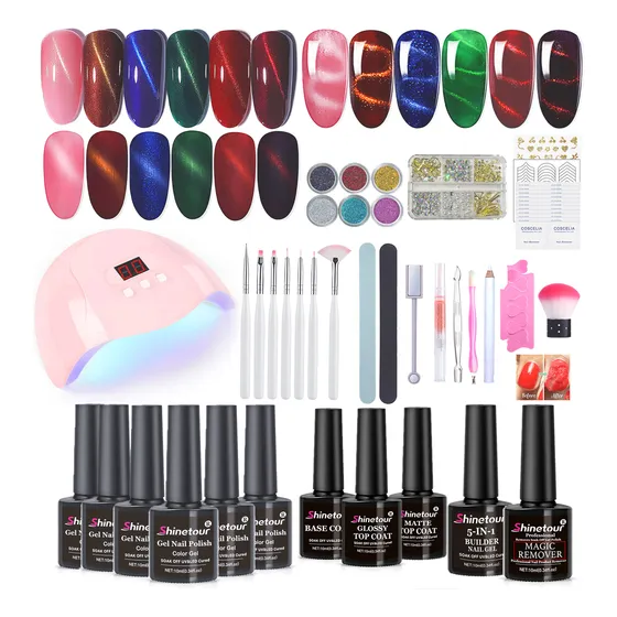 21 Kit Esmaltes Uñas+ Lámpara Uñas Sun Led/uv+base+top+tools