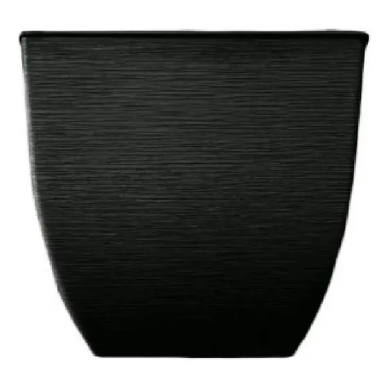 Maceta Plastico Matri Cuadrada Linea Owen 25 Vintage Deco Negro Cuadrada Rugosa Owen