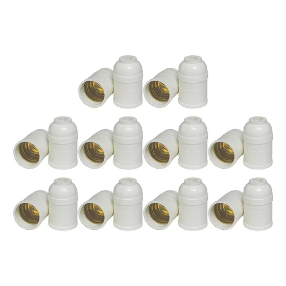 Soquete Para Lustre Branco E-27 2a 250v Radial C/ 10 Pç