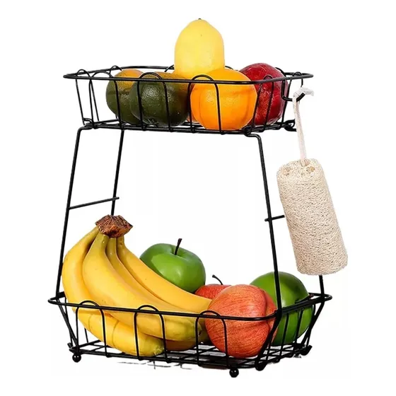 Frutera Panera Organizador Metal Dos Niveles