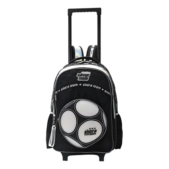 Mochila Carro Skora Futbol Luz 18'' Pelota Color Negro Diseño De La Tela Lisa