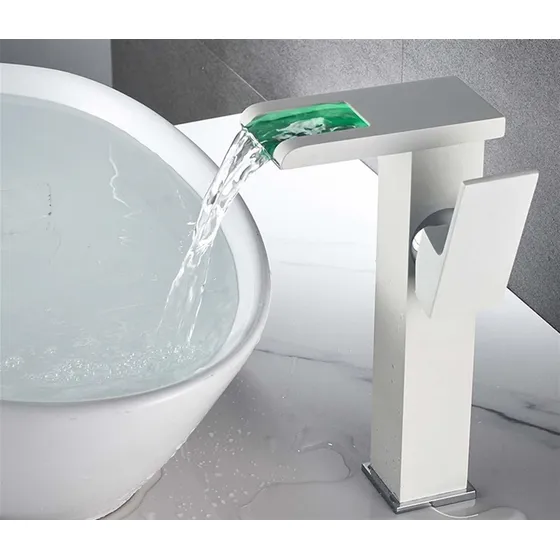 Grifo Lavabo Laton Chapado Para Baño Mezclador Montado