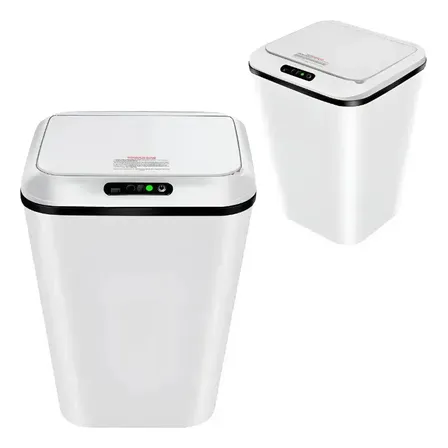 Sensor Infravermelho Automático Lixeira Retangular 16l Usb Branco