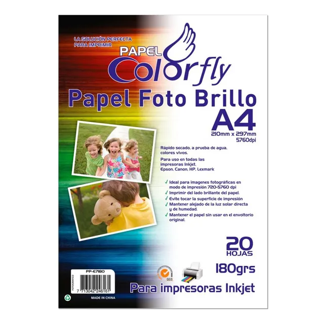 Papel Foto Brillante A4 Color Blanco