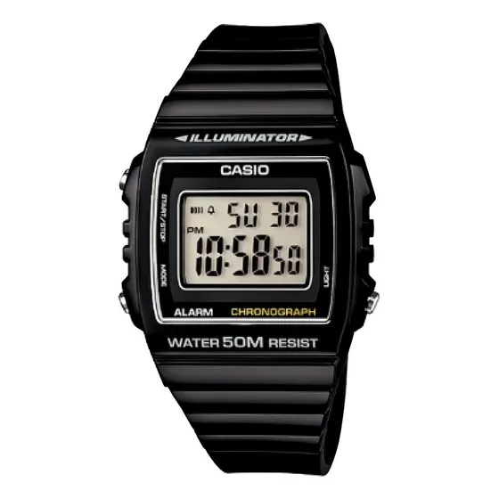 Reloj Casio Original Hombre W-215h-1av 50m Fecha Color De La Malla Negro Color Del Fondo Gris