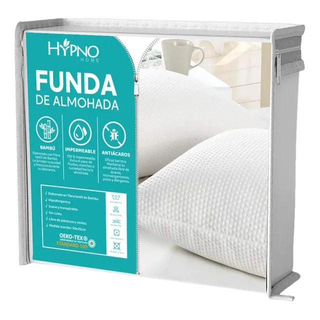 Funda De Almohadas Impermeable 50x90cm De Bambu X2 Unids Bl.