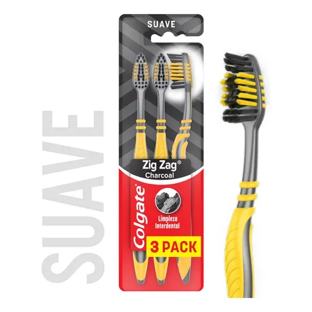 Cepillo De Dientes Zigzag Charcoal 3 Unidades Colgate Negro
