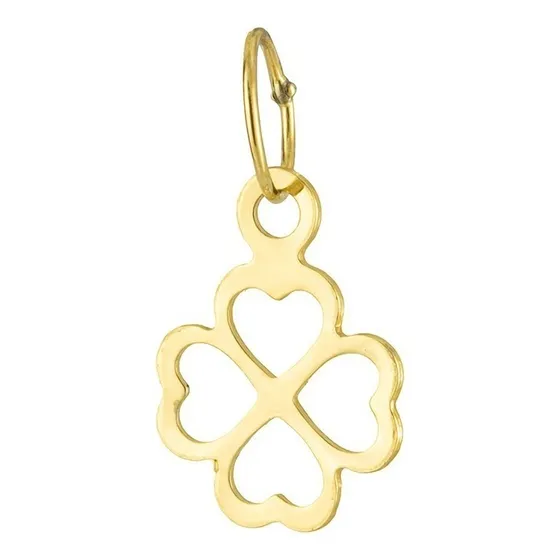 Pingente Ouro 18k Trevo Laser Coração P 
