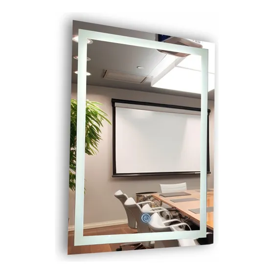 Espelho Retangular Grande Jateado Com Led 60x80 4mm Touch