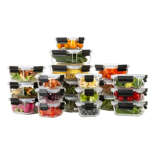Easyware Premium Juego De (20 Pcs) 10 Recipientes Contenedores Vidrio Para Alimentos Hermético A Prueba De Fugas , Libre De BPA | Meses Sin Interés
