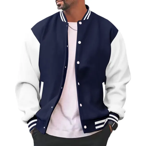 Chaqueta Béisbol Hombre Chaquetauniversitaria Mezcla Algodón