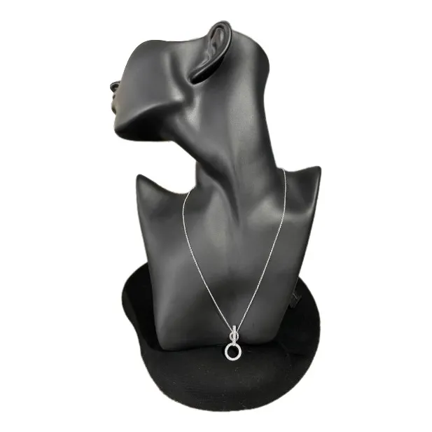 Collar Barra Y Aro Colgante Reluciente Plata 925 Esterlina