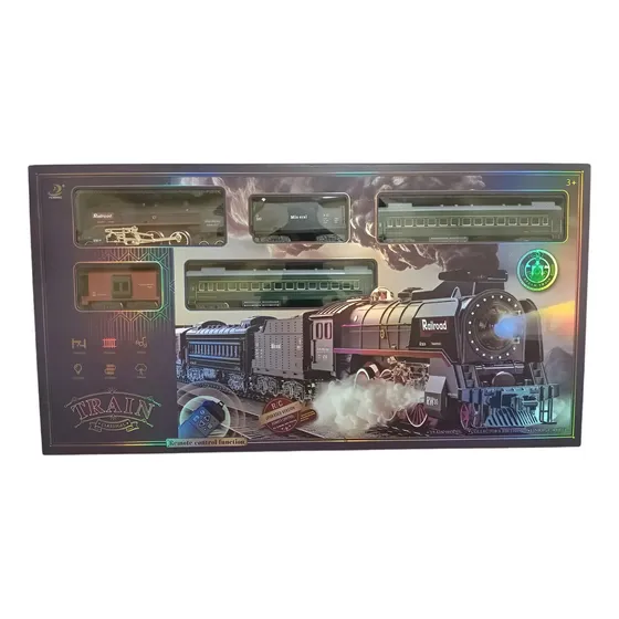 Tren A Radio Control Carga Con Luz Y Efecto Humo Usb Fenming Color Verde Personaje Tren De Pasajeros