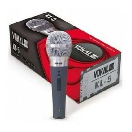 Microfone Dinâmico Vokal Kl-5 Com Cabo De 5 Metros