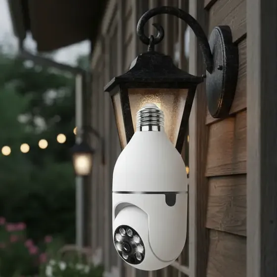 Foco Camara 360 Wifi Security Espia Ip Vision Nocturna Hd Color Blanco | Cuotas sin interés