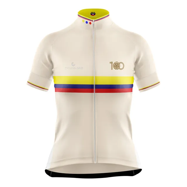 Jersey Ciclismo Colombia 100 Años Manga Corta Acanalada Dama