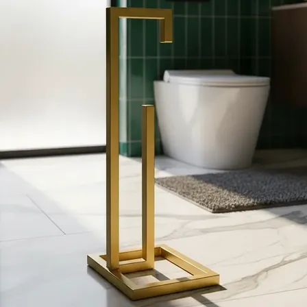 Porta Papel Higiênico De Chão Suporte Para 4 Rolos Metal Dourado