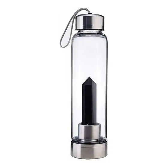 Termo Botella De Agua Con Cristales De Cuarzo + Estuche 