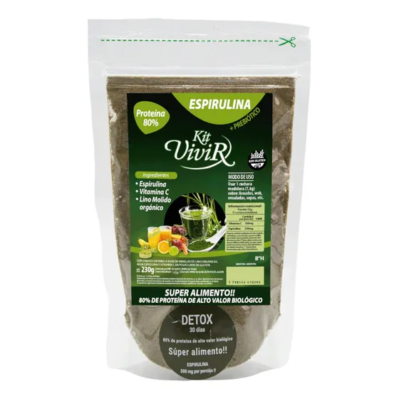 Proteina 80% Espirulina Prebiotico Detox Kit Vivir Sin Tacc