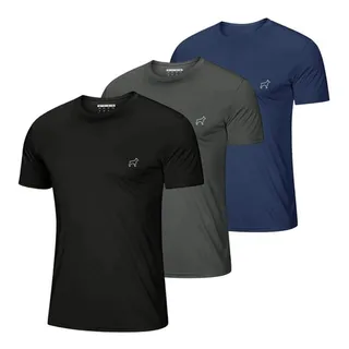 Kit 3 Camisa Academia Masculina Dry Fit Treino Slim Fit Kit 3 Camisa Academia Masculina Dry Fit Treino Slim Fit
