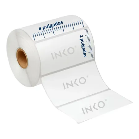 5 Rollos Etiqueta Térmica 4x2 102x51 Mm 1500 etiquetas p/rollo con pleca precorte para precio descripción y Full Color Blanco INKO