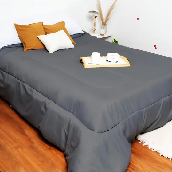 Acolchado Cubre Cama 2 Plazas Sommier Cotton Flor - Cosmo´s Color Gris