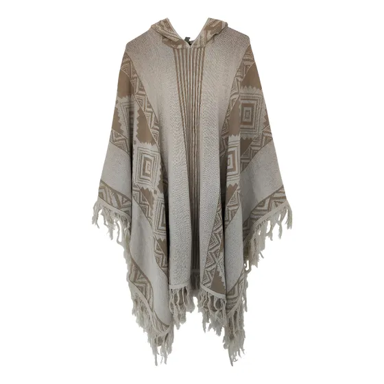 Ruana Poncho Hombre Tejida Liviana Con Capota 2025