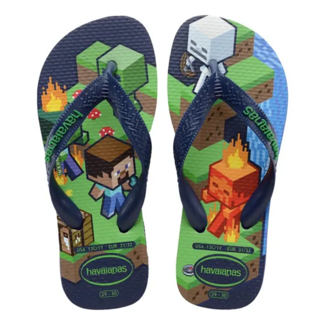 Chinelo Sandália Havaianas Kids Minecraft Steve Creeper Alex
