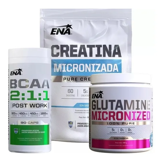 Combo Aminoacidos Bcaa + Creatina + Glutamina Ena Sports