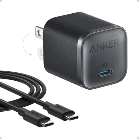 Cargador Anker 45W USB-C, Diseño Compacto 25% Más Pequeño, Control de Temperatura Avanzado, Incluye Cable USB-C 1.8m, Compatible con iPhone, Samsung, Xiaomi, Motorola, Carga Segura y Eficiente