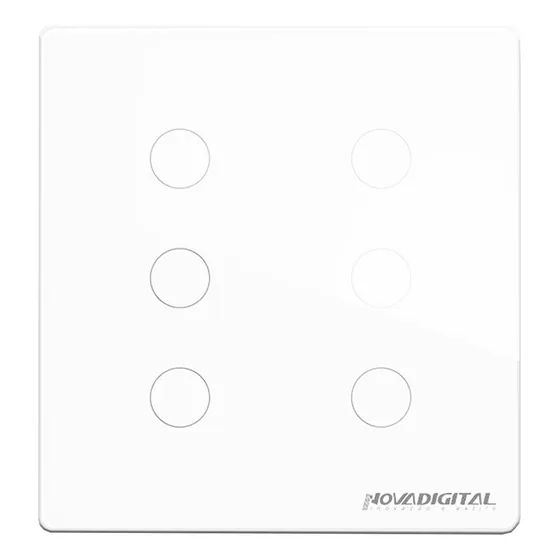 Interruptor Inteligente Zigbee NovaDigital 6 Teclas Botões Touch 4x4 Tuya Alexa Google Branco 127/220V