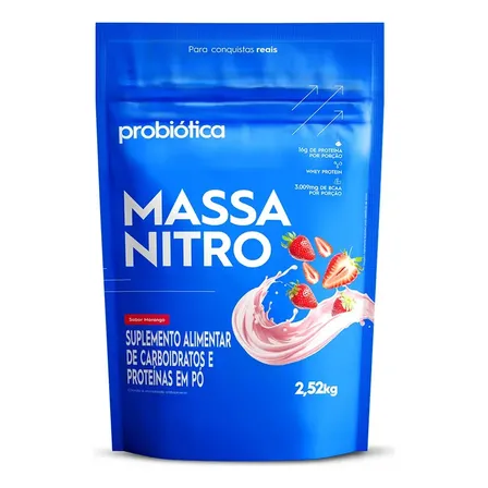 Suplemento Em Pó Probiótica Massa Nitro Hipercalórico Sabor Morango Em Refil De 2520l