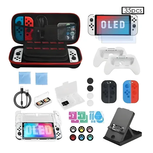 Kit Acessórios Nintendo Switch Oled 16 Em 1 Case Grips Fone