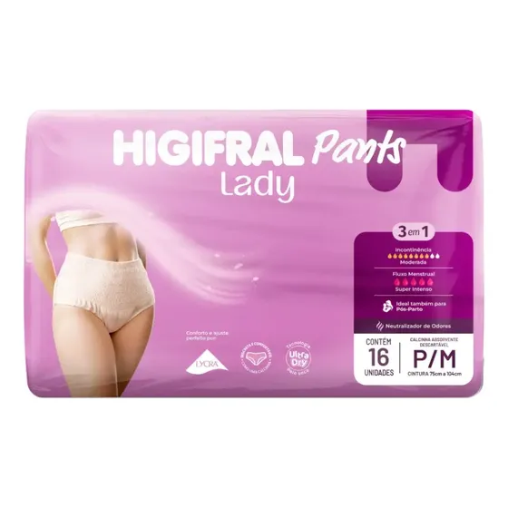 Calcinha descartável pós-parto Higifral Lady, 16 unidades
