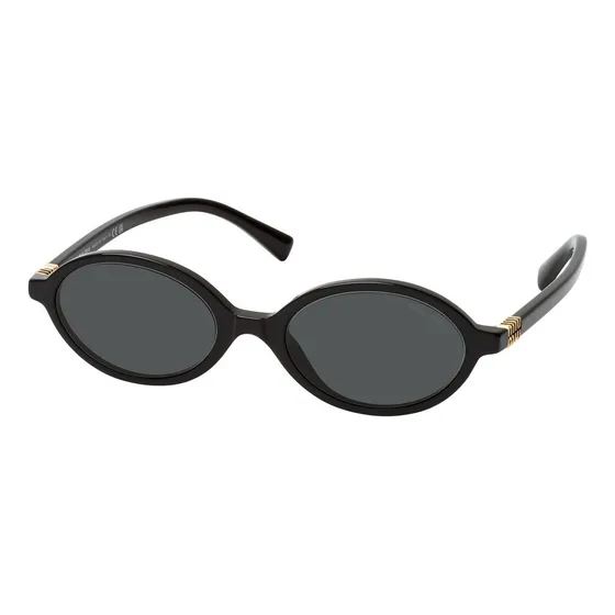 Miu Miu Mu 04zs 1ab-5s0 Oval Shape Black Gold Lente Dorado Varilla Dorado Armazón Dorado Oscuro Diseño Mirror
