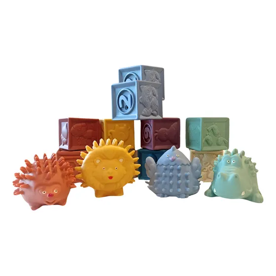 Juego Didactico De Goma Para Bebes Erizos Y Cubos Divertidos Color Pastel