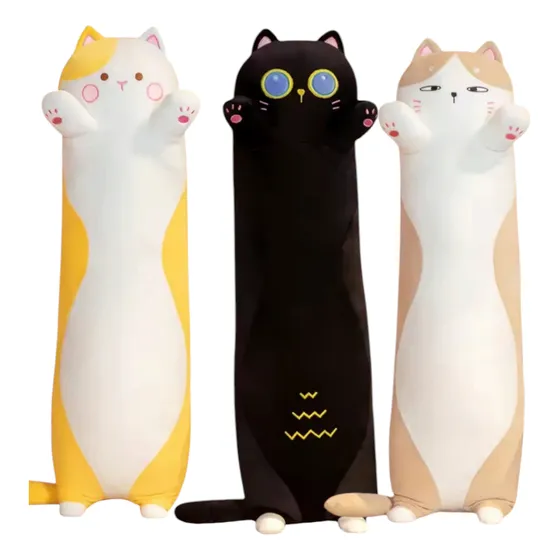 Almohada Peluche Gato Largo Kawaii Importado 80cm