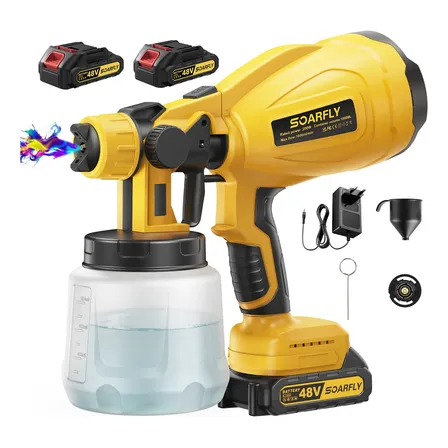 Pistola Pintura Pulverizadora Eletrica Portátil 48v 2bateria Amarelo 127/220v