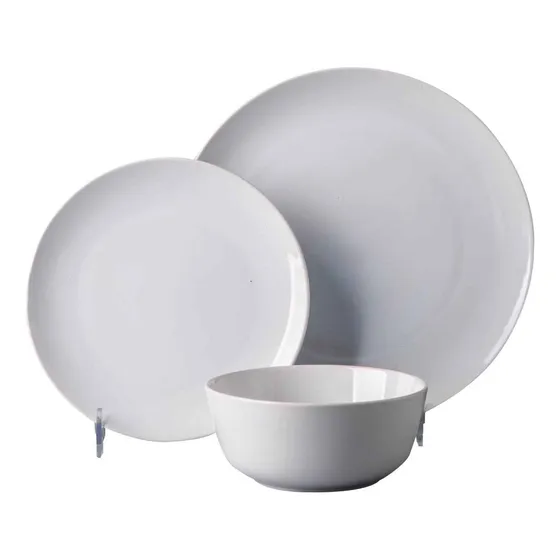 Juego De Vajillas Gris C/ Blanco 16 Piezas Cerámica 