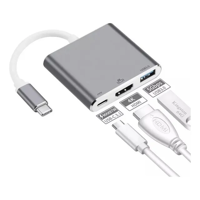 Convertidor Tipoc A Hdmi Y Usb 3.0 Para Celular Tablet Porta