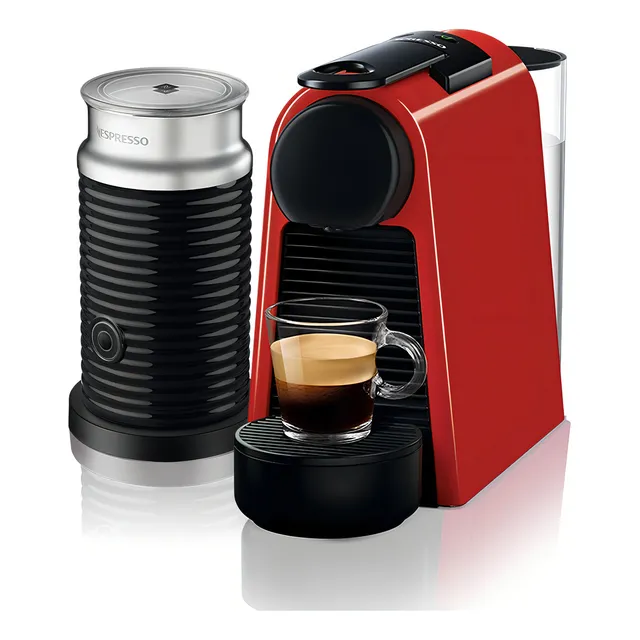 Cafetera Nespresso Essenza Mini Con Espumador De Leche Rojo