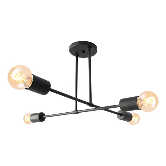 Lampara Plafon Araña Moderno Industrial 4 Luces Techo E27 Estructura Negro